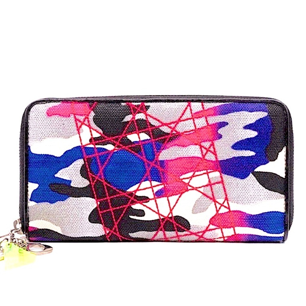 Christian Dior Continental Zip Around Wallet Abstract Camo